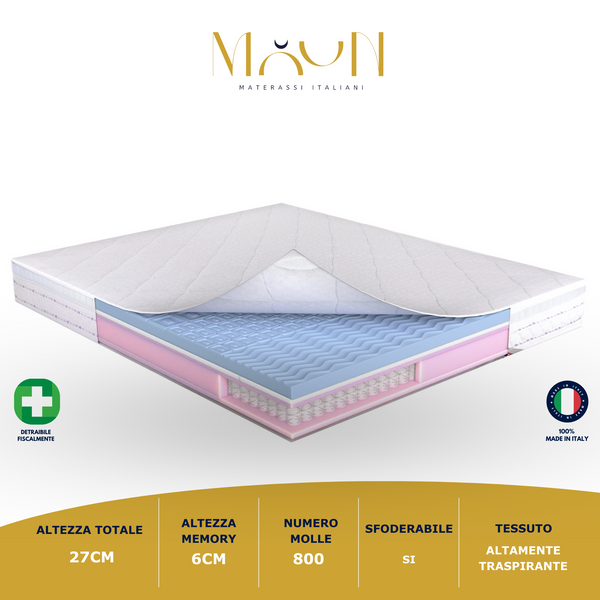 Poenia 800 Memory-Taschenfederkernmatratze H27